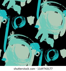 Dry Brush Strokes. Seamless Pattern for Textile, Linen, Chintz. Colorful Seamless Ornament in Vintage Colors. Vector Abstract Background. Rapport