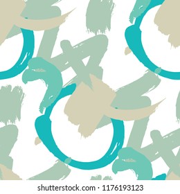 Dry Brush Strokes. Seamless Pattern for Textile, Print, Tablecloth. Colorful Seamless Ornament in Vintage Colors. Vector Abstract Background. Rapport