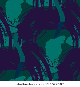 Dry Brush Strokes. Seamless Pattern for Curtain, Print, Tablecloth. Bright Seamless Ornament in Retro Colors. Vector Abstract Background. Rapport