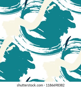 Dry Brush Strokes. Seamless Pattern for Print, Textile, Wallpaper. Bright Seamless Ornament in Modern Colors. Vector Abstract Background. Rapport