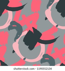 Dry Brush Strokes. Seamless Pattern for Cloth, Textile, Wallpaper. Colorful Seamless Ornament in Vintage Colors. Vector Abstract Background. Rapport