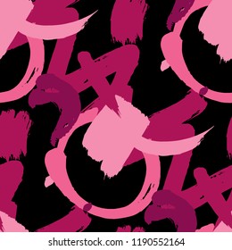 Dry Brush Strokes. Seamless Pattern for Textile, Print, Tablecloth. Colorful Seamless Ornament in Retro Colors. Vector Abstract Background. Rapport