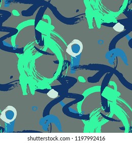 Dry Brush Strokes. Seamless Pattern for Print, Textile, Wallpaper. Colorful Seamless Ornament in Modern Colors. Vector Abstract Background. Rapport
