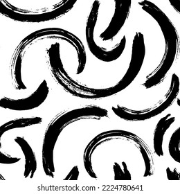 Dry Brush Strokes Seamless Pattern. Hand Drawn Artwork Abstract Vector Background
