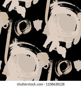 Dry Brush Strokes. Seamless Texture for Print, Textile, Wallpaper. Bright Seamless Ornament in Vintage Colors. Vector Abstract Background. Rapport