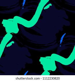 Dry Brush Strokes. Seamless Texture for Textile, Linen, Chintz. Colorful Seamless Ornament in Trendy Colors. Vector Abstract Background. Rapport