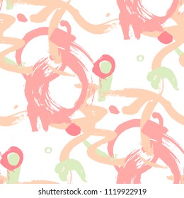 Dry Brush Strokes. Seamless Texture for Cloth, Textile, Wallpaper. Bright Seamless Ornament in Modern Colors. Vector Abstract Background. Rapport