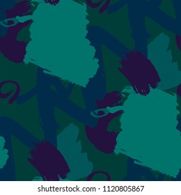 Dry Brush Strokes. Seamless Texture for Textile, Print, Chintz. Colorful Seamless Ornament in Retro Colors. Vector Abstract Background. Rapport