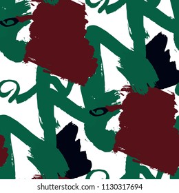 Dry Brush Strokes. Seamless Texture for Curtain, Print, Tablecloth. Bright Seamless Ornament in Modern Colors. Vector Abstract Background. Rapport