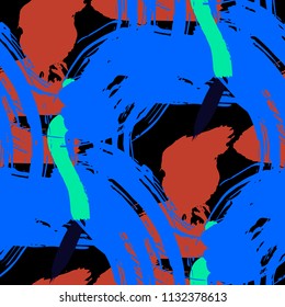 Dry Brush Strokes. Seamless Texture for Textile, Linen, Chintz. Colorful Seamless Ornament in Trendy Colors. Vector Abstract Background. Rapport