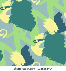 Dry Brush Strokes. Seamless Texture for Textile, Print, Chintz. Colorful Seamless Ornament in Trendy Colors. Vector Abstract Background. Rapport