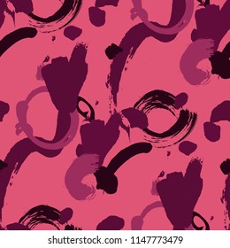 Dry Brush Strokes. Seamless Texture for Print, Textile, Wallpaper. Colorful Seamless Ornament in Modern Colors. Vector Abstract Background. Rapport