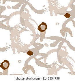 Dry Brush Strokes. Seamless Texture for Curtain, Print, Tablecloth. Bright Seamless Ornament in Modern Colors. Vector Abstract Background. Rapport