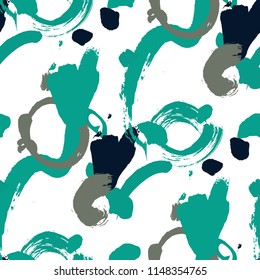 Dry Brush Strokes. Seamless Texture for Textile, Print, Chintz. Bright Seamless Ornament in Vintage Colors. Vector Abstract Background. Rapport