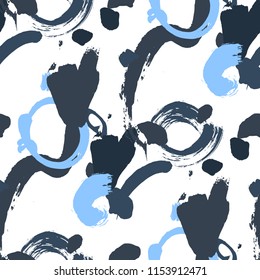 Dry Brush Strokes. Seamless Texture for Cloth, Textile, Wallpaper. Bright Seamless Ornament in Retro Colors. Vector Abstract Background. Rapport