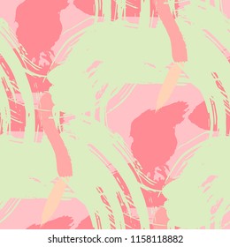 Dry Brush Strokes. Seamless Texture for Textile, Print, Chintz. Bright Seamless Ornament in Vintage Colors. Vector Abstract Background. Rapport