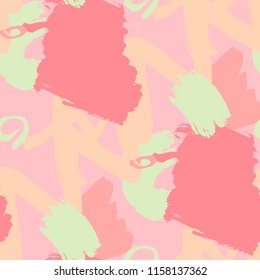 Dry Brush Strokes. Seamless Texture for Textile, Linen, Chintz. Colorful Seamless Ornament in Modern Colors. Vector Abstract Background. Rapport