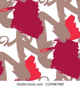 Dry Brush Strokes. Seamless Texture for Textile, Print, Chintz. Bright Seamless Ornament in Vintage Colors. Vector Abstract Background. Rapport