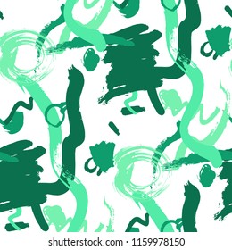 Dry Brush Strokes. Seamless Texture for Textile, Print, Chintz. Colorful Seamless Ornament in Trendy Colors. Vector Abstract Background. Rapport