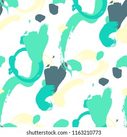 Dry Brush Strokes. Seamless Texture for Textile, Print, Tablecloth. Bright Seamless Ornament in Vintage Colors. Vector Abstract Background. Rapport