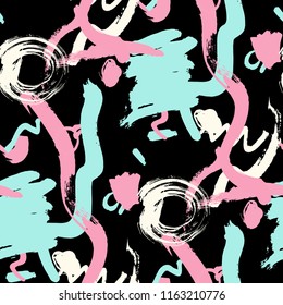 Dry Brush Strokes. Seamless Texture for Print, Textile, Wallpaper. Bright Seamless Ornament in Retro Colors. Vector Abstract Background. Rapport