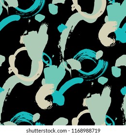 Dry Brush Strokes. Seamless Texture for Curtain, Print, Tablecloth. Colorful Seamless Ornament in Vintage Colors. Vector Abstract Background. Rapport