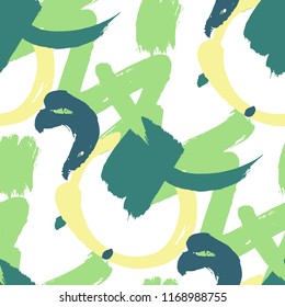 Dry Brush Strokes. Seamless Texture for Cloth, Linen, Chintz. Colorful Seamless Ornament in Vintage Colors. Vector Abstract Background. Rapport