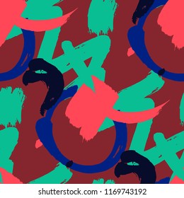 Dry Brush Strokes. Seamless Texture for Print, Textile, Wallpaper. Colorful Seamless Ornament in Trendy Colors. Vector Abstract Background. Rapport