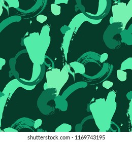 Dry Brush Strokes. Seamless Texture for Textile, Linen, Chintz. Colorful Seamless Ornament in Trendy Colors. Vector Abstract Background. Rapport