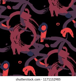 Dry Brush Strokes. Seamless Texture for Cloth, Textile, Wallpaper. Colorful Seamless Ornament in Modern Colors. Vector Abstract Background. Rapport