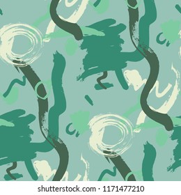 Dry Brush Strokes. Seamless Texture for Curtain, Print, Tablecloth. Colorful Seamless Ornament in Vintage Colors. Vector Abstract Background. Rapport