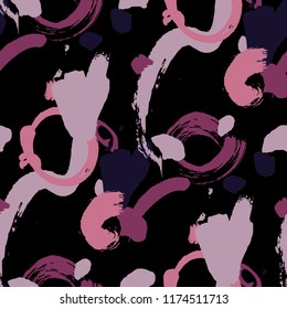 Dry Brush Strokes. Seamless Texture for Cloth, Textile, Wallpaper. Colorful Seamless Ornament in Vintage Colors. Vector Abstract Background. Rapport