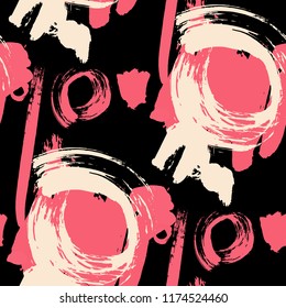 Dry Brush Strokes. Seamless Texture for Textile, Print, Tablecloth. Colorful Seamless Ornament in Retro Colors. Vector Abstract Background. Rapport