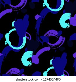 Dry Brush Strokes. Seamless Texture for Textile, Linen, Chintz. Bright Seamless Ornament in Retro Colors. Vector Abstract Background. Rapport