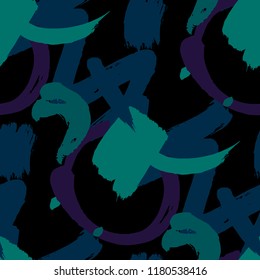 Dry Brush Strokes. Seamless Texture for Print, Textile, Wallpaper. Colorful Seamless Ornament in Trendy Colors. Vector Abstract Background. Rapport