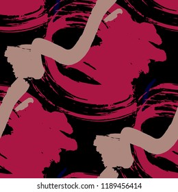 Dry Brush Strokes. Seamless Texture for Print, Textile, Wallpaper. Bright Seamless Ornament in Retro Colors. Vector Abstract Background. Rapport