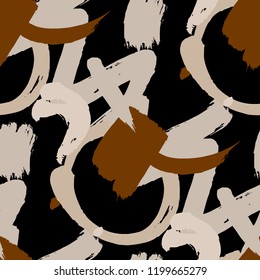 Dry Brush Strokes. Seamless Texture for Print, Textile, Wallpaper. Bright Seamless Ornament in Retro Colors. Vector Abstract Background. Rapport