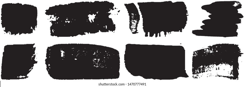 Dry brush strokes. Set of abstract spots. Ink blots. Grunge texture