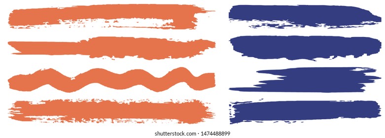 Dry brush strokes. Set of abstract spots. Ink blots. Grunge texture