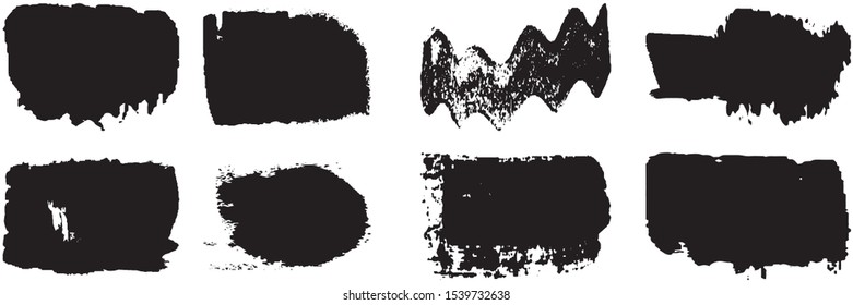 Dry brush strokes. Set of abstract spots. Ink blots. Grunge texture