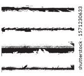 Dry brush strokes. Set of grunge pattern black on white background. Vector lines are jagged