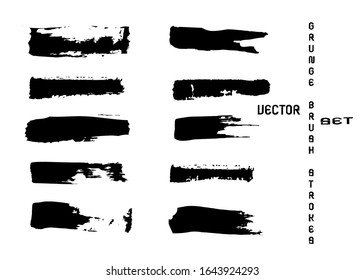 Colección de vectores de pincel seco. Grunge Brush Smears. Juego de trazos secos. Paquete original de pinceles vectoriales. Elementos de pintura manual. 