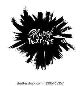 Dry brush texture banner. Black and white abstract round frame. Vector illustration.