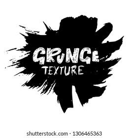 Dry brush texture banner. Black and white abstract round frame. Vector illustration.