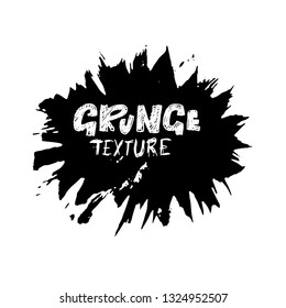 Dry brush texture banner. Black and white abstract round frame. Vector illustration.