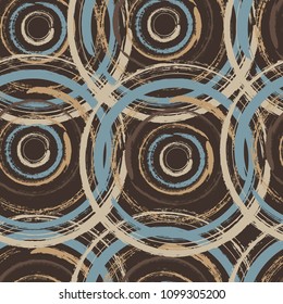 Dry brush textured circles abstract grungy seamless pattern design