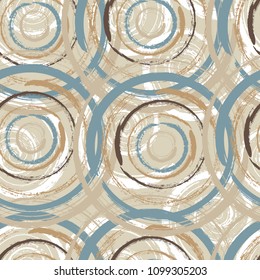 Dry brush textured circles abstract grungy seamless pattern design