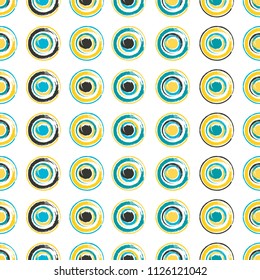 Dry brush textured circles abstract seamless pattern design