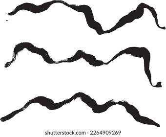 Dry Brush Wave Strokes Vector Grunge Set