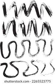 Juego de Grunge del vector de ondas de pincel seco